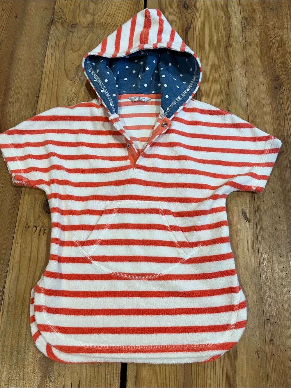 MINI BODEN (Baby Boden) 12-18M Striped Terry Cotton Toweling Hoodie